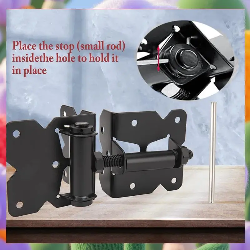 

2 Pack Self Locking Gate Latch Hinges Set Heavy Duty Hardware Hinges For Vinyl And Wood Fence With Installation Screws-ABXK