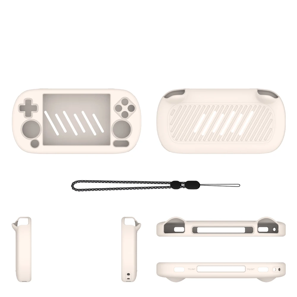 

for ANBERNIC RG40XX H Silicone Protective Case Gaming Console Protective Sleeve with Lanyard Drop Protection Black White Blue