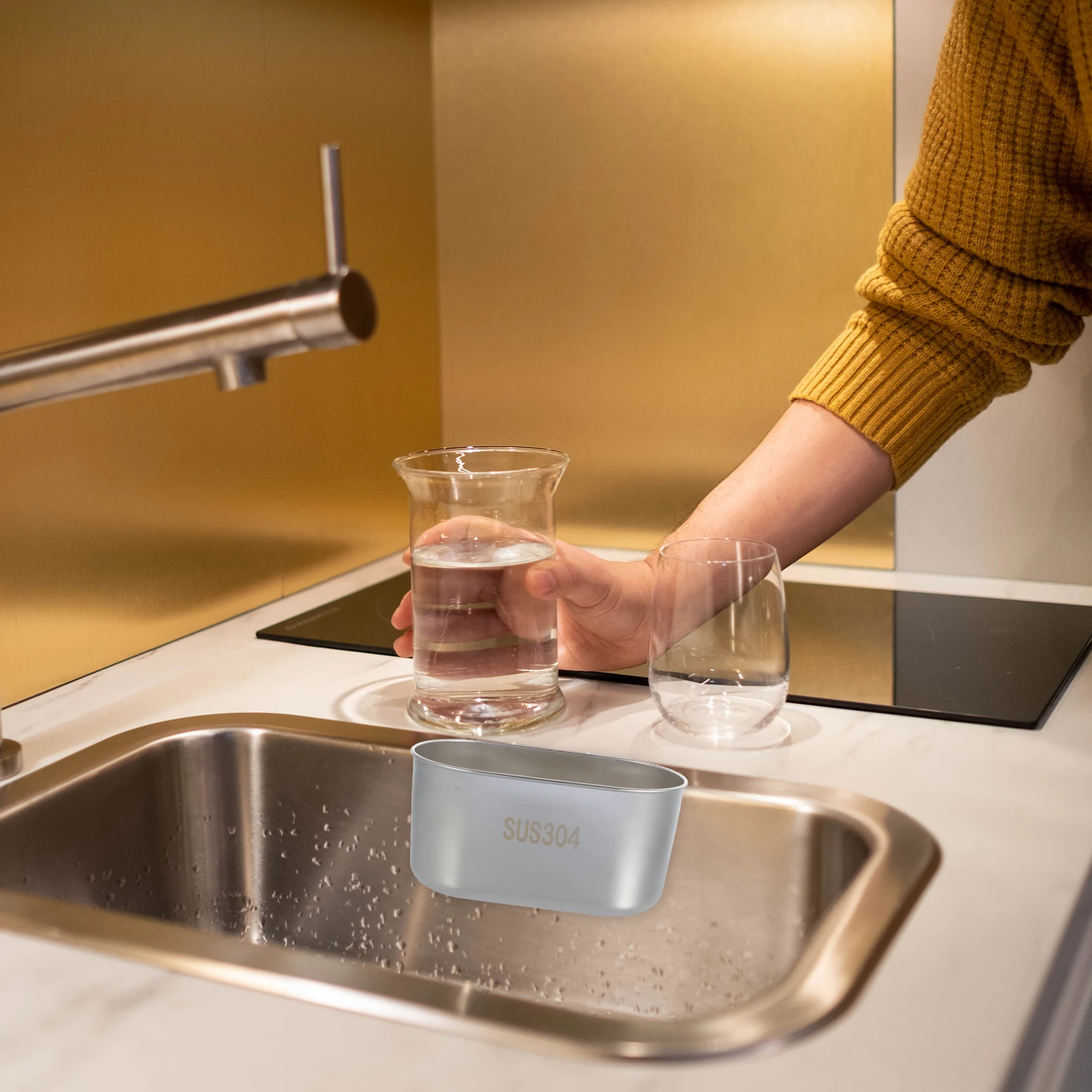

Stainless Steel Sink Drain Basket Kitchen Rack Strainer Holder Filter Food Practical Function Long Use Storage Tool