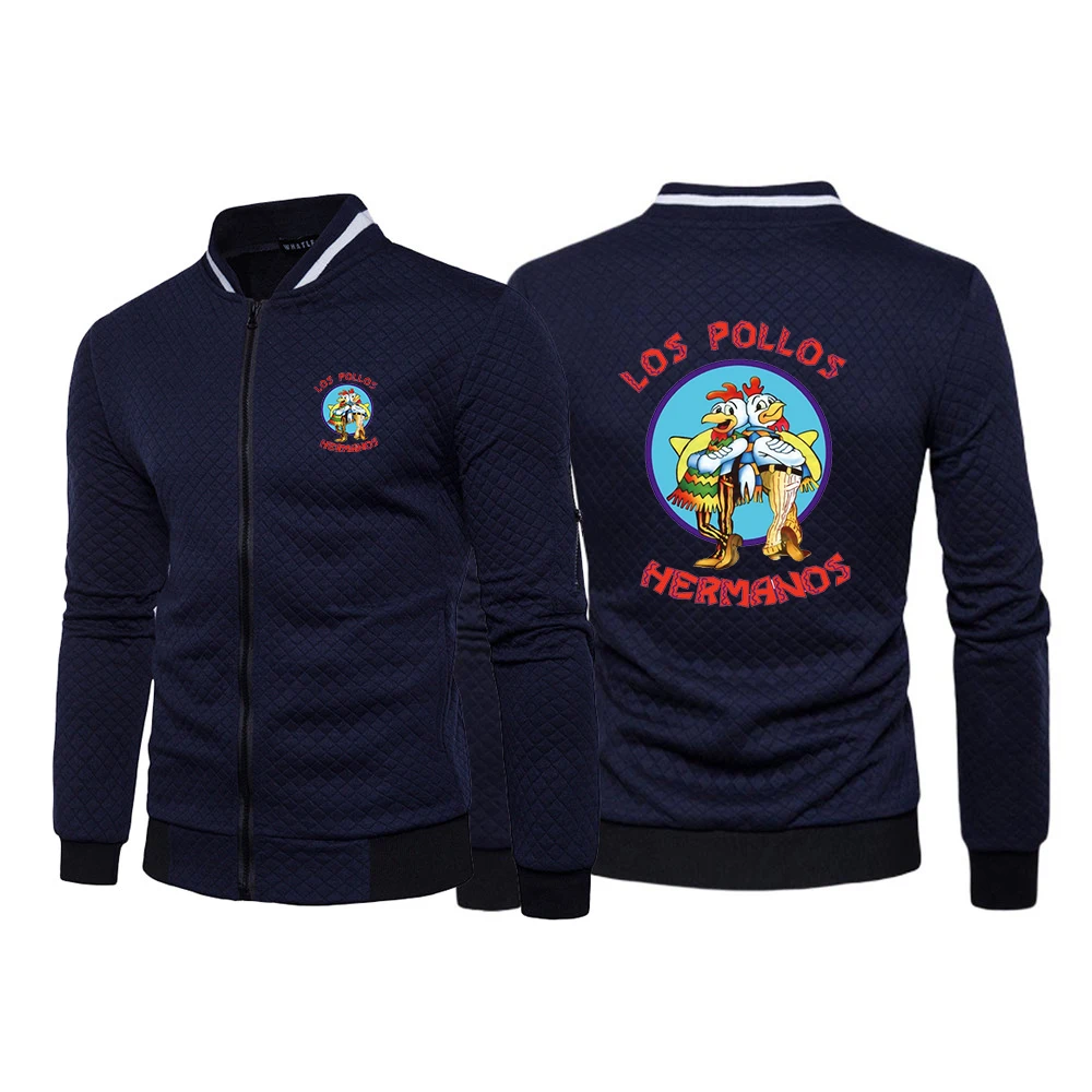 2025 Leisure Hoodies Spring And Autumn Man's Cardigan Jacket Breaking Bad LOS POLLOS Logo Print Round Neck Slim Zipper Coat