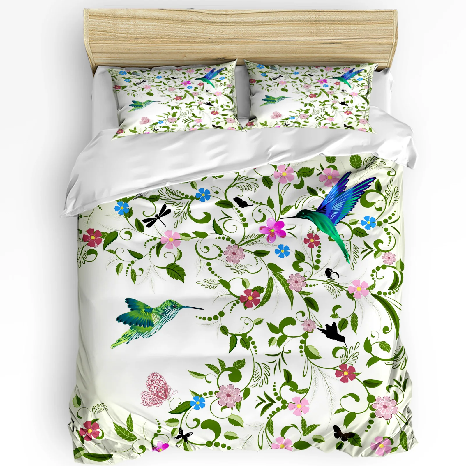 

Plant Leaves Art Flower Hummingbird Bedding Set 3pcs Duvet Cover Pillowcase Kids Adult Quilt Cover Double Bed Set Home Textile