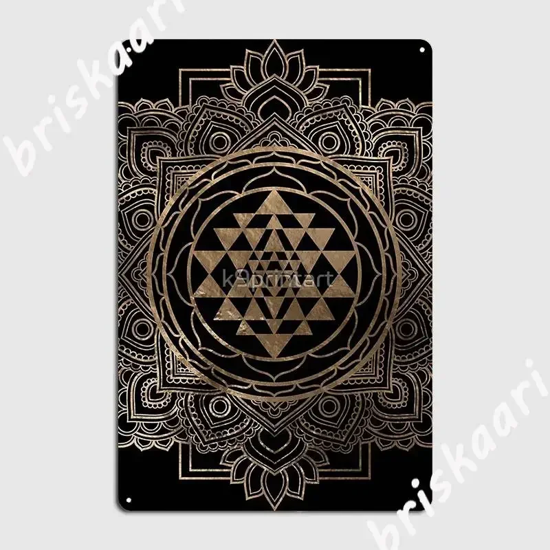 

Sri Yantra Sri Chakra в золотом лотосе, металлический знак, печать, гаражный клуб, настенная роспись, пластины, жестяные вывески, плакаты