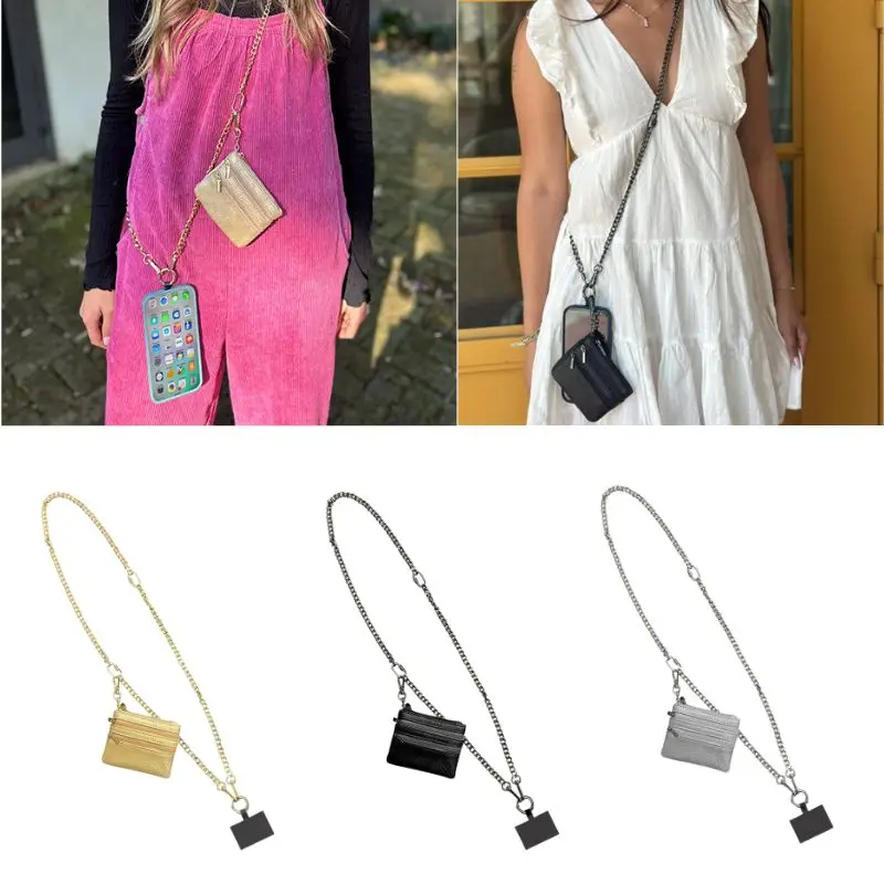 

152cm High Quality Metal Bag Chain With Wallet Detachable DIY Woven Shoulder Bag Strap Metal Replacement Crossbody Bag Belt