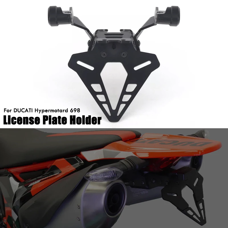 

Motorcycle License Plate Holder Fender Eliminator Rear Short Tail Tidy Bracket With LED For DUCATI Hypermotard 698 Mono 24-25