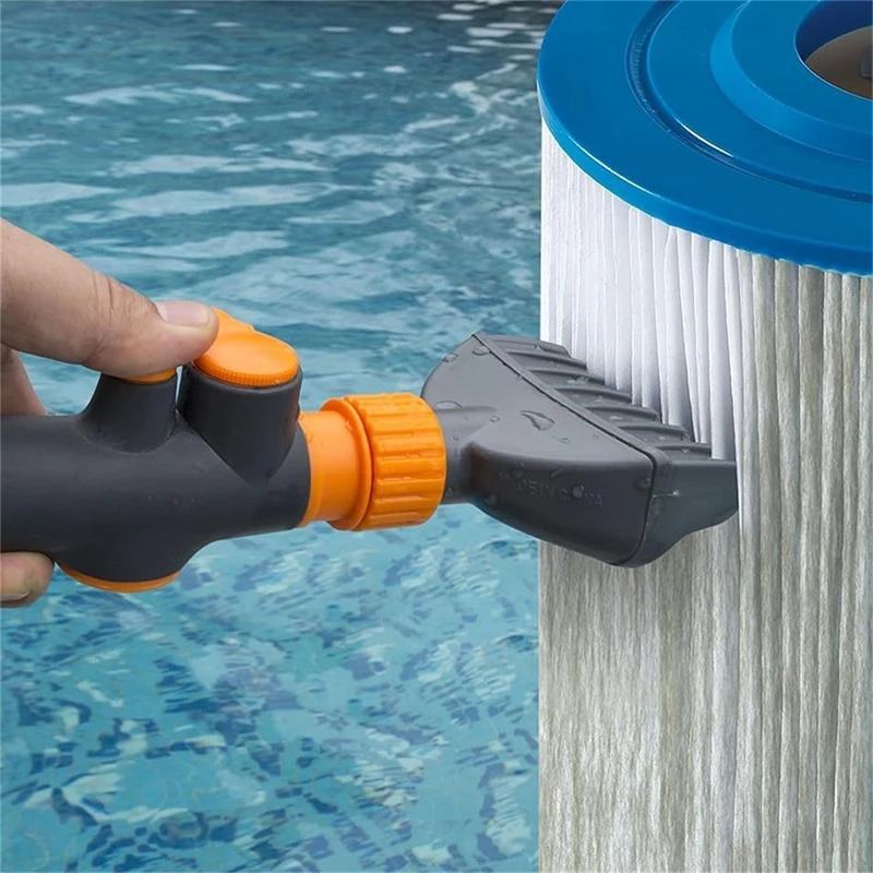 

Swimming Pool Cartridge Filter Cleaner Brush Efficient Cleaning Hot Tub Change Filter with 6 Powerful Water Jets Handheld