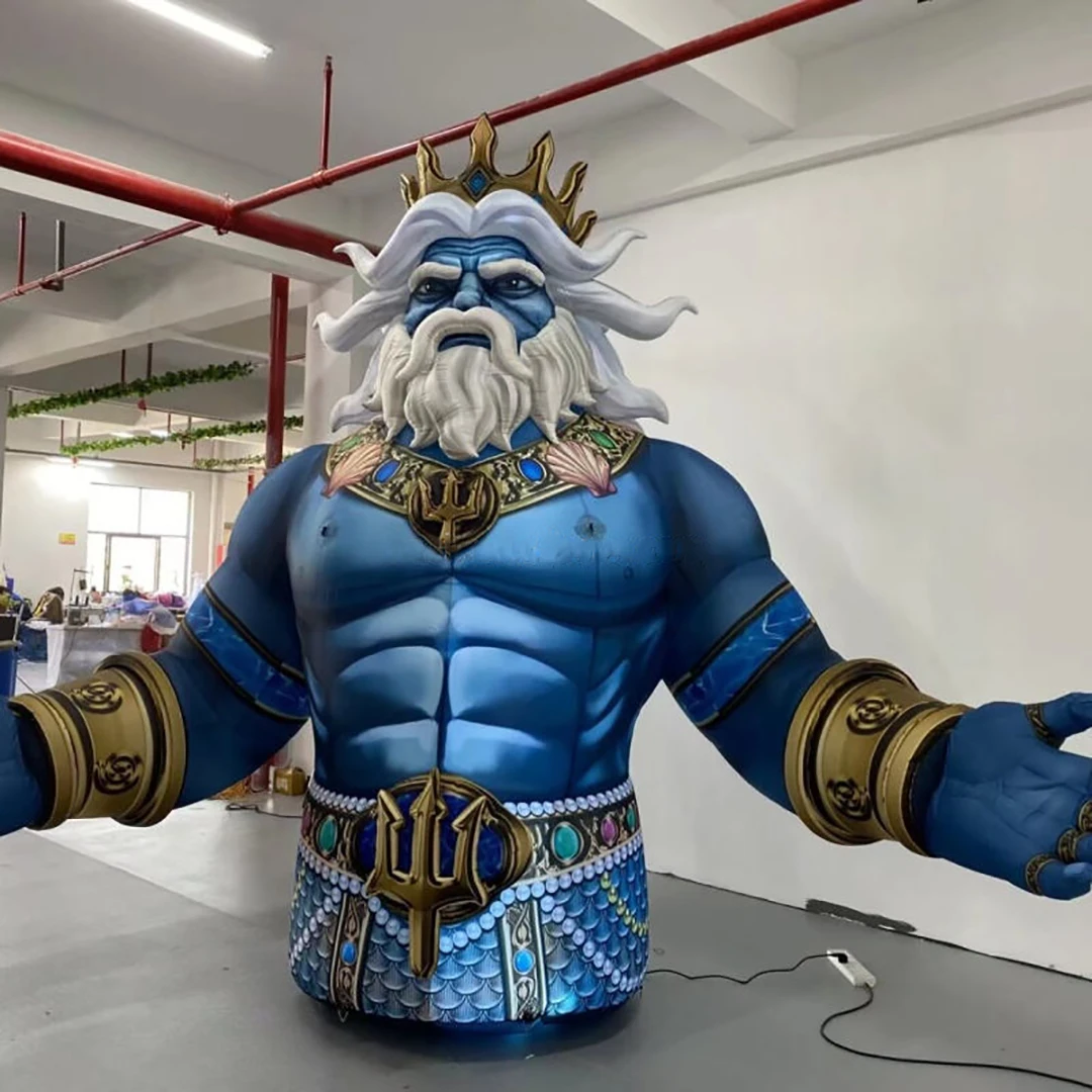 Giant Inflatable Poseidon Model Blow Up Neptune Sea God Statue Bust For Commercial Stage Festival Outdoor Party Lawn Event Decor