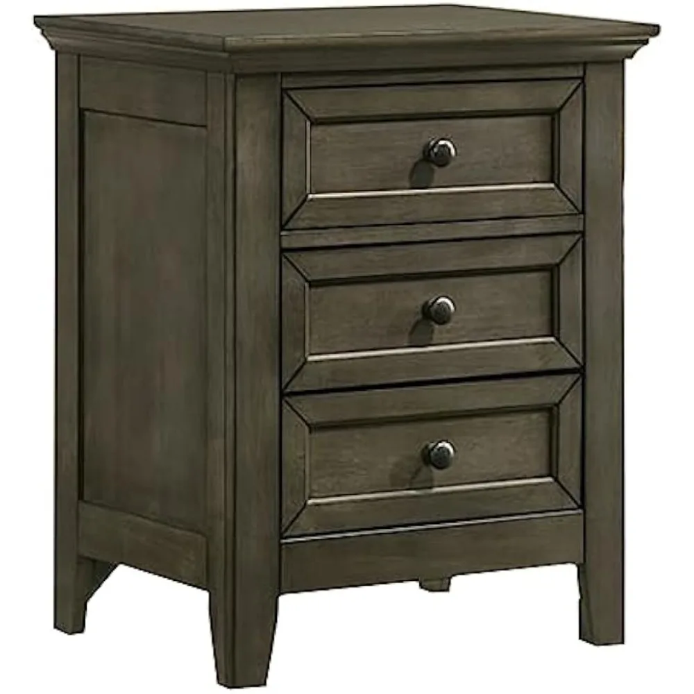 Nightstand with 3 Drawer, English Dovetail Drawer Construction, Features Easy-to-clean Surfaces, Rustic Nightstand