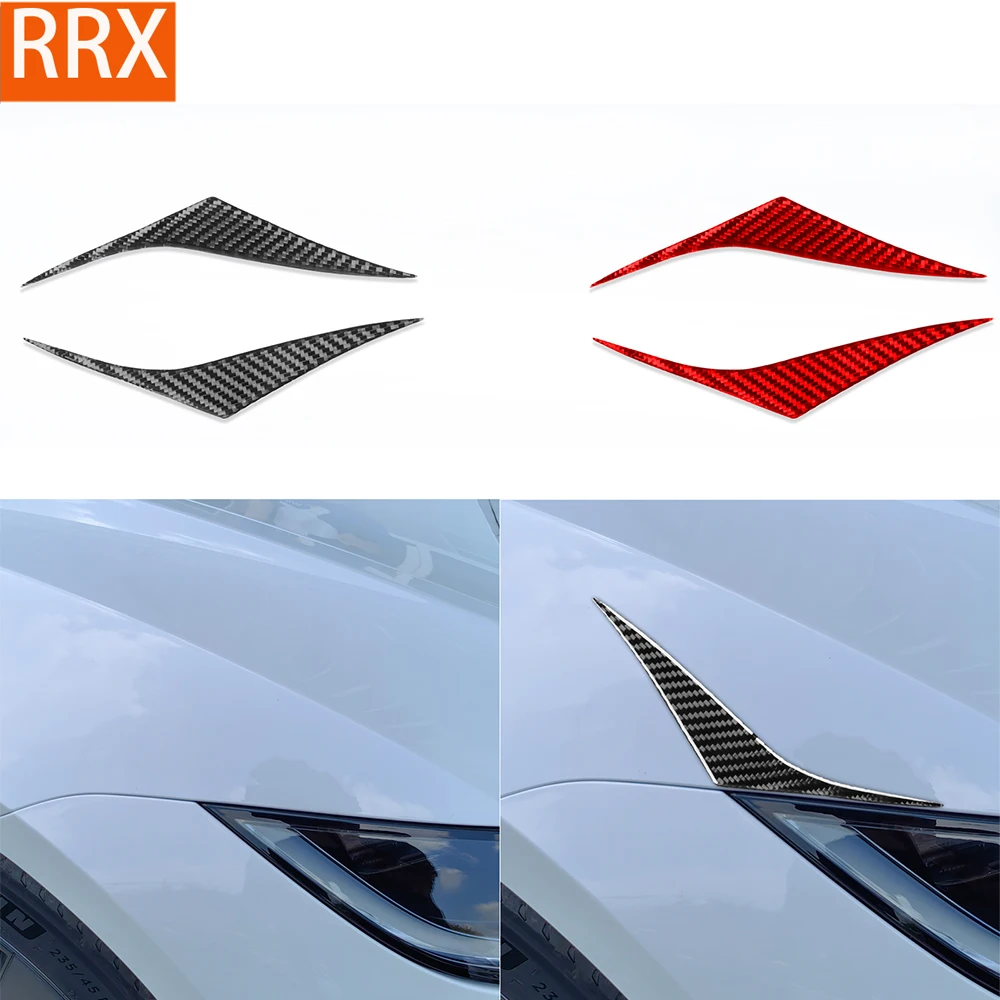 For Tesla Model 3 Highland 2023 2024 Front Headlight Eyebrows Eye Real Carbon Fiber Sticker Car Interior Moulding Accessories