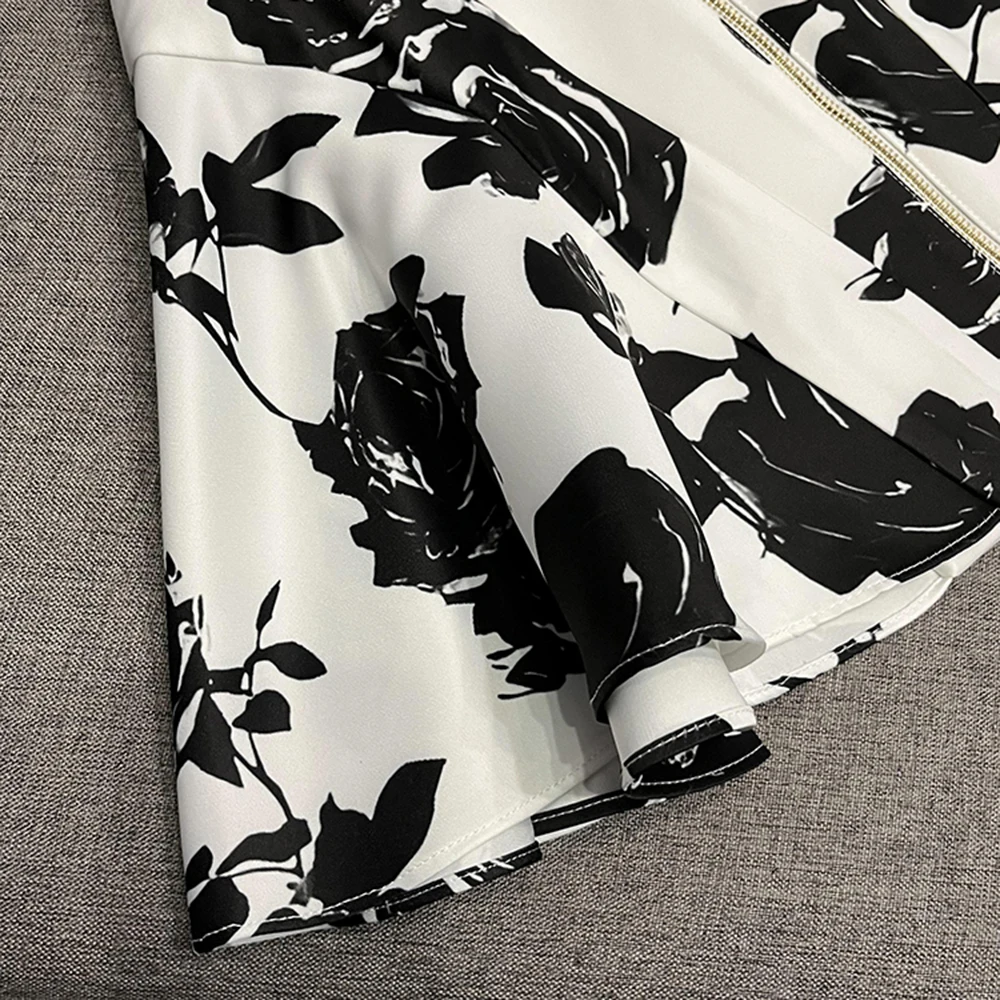 TWOTWINSTYLE النمط الفرنسي خمر طباعة التنانير للنساء عالية الخصر تقسم مشبك معدني وردي الحلو شيك تنورة الإناث KSK508739