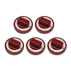 5 pcs BBQ Grill Knob Red High-Temperature Resistant Bakelite Round Rotary Switch with Printed O-Ring 60mm Diameter 8.7mm Shaft