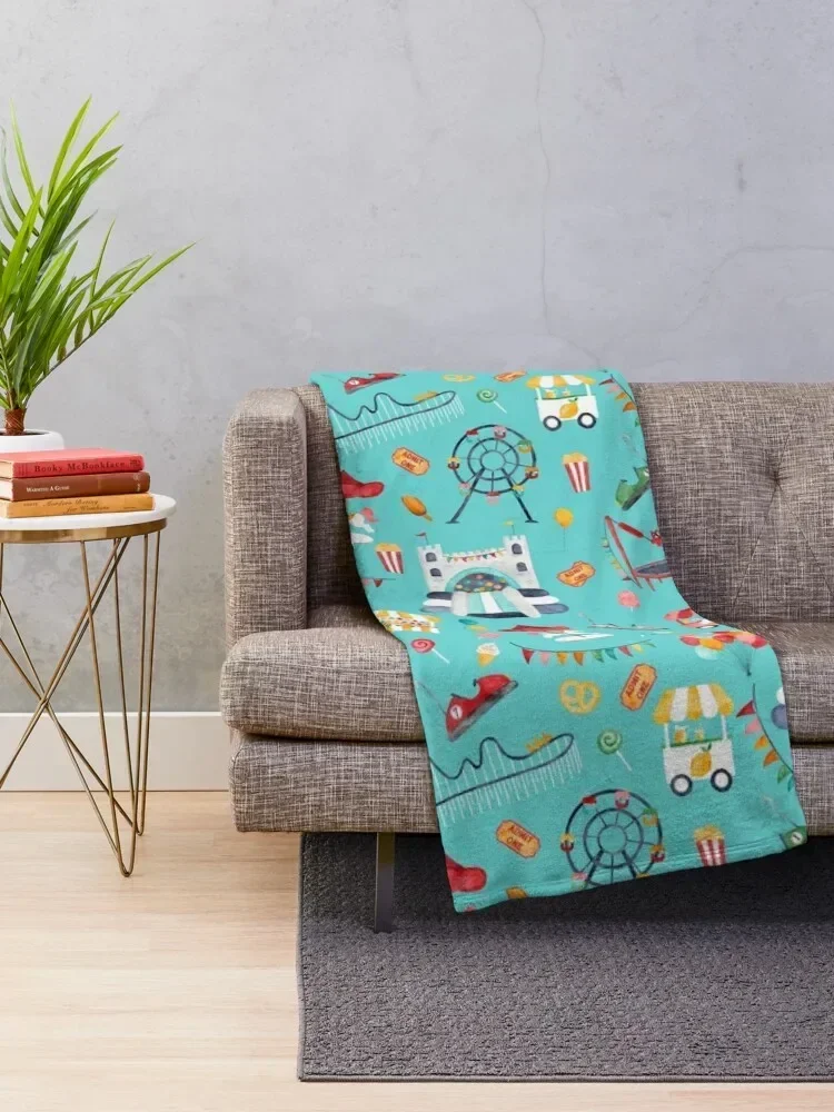 Amusement Park Watercolor Carnival Throw Blanket Giant Sofa Single funny gift For Baby Blankets