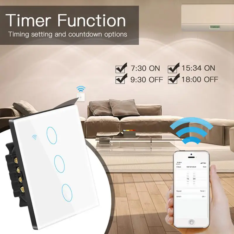 1/2/3/4gang EU Tuya Wifi Smart Touch Sensor Light Switch Neutral Wire Required Smart Home, Alexa Google Home Alice Smart Life