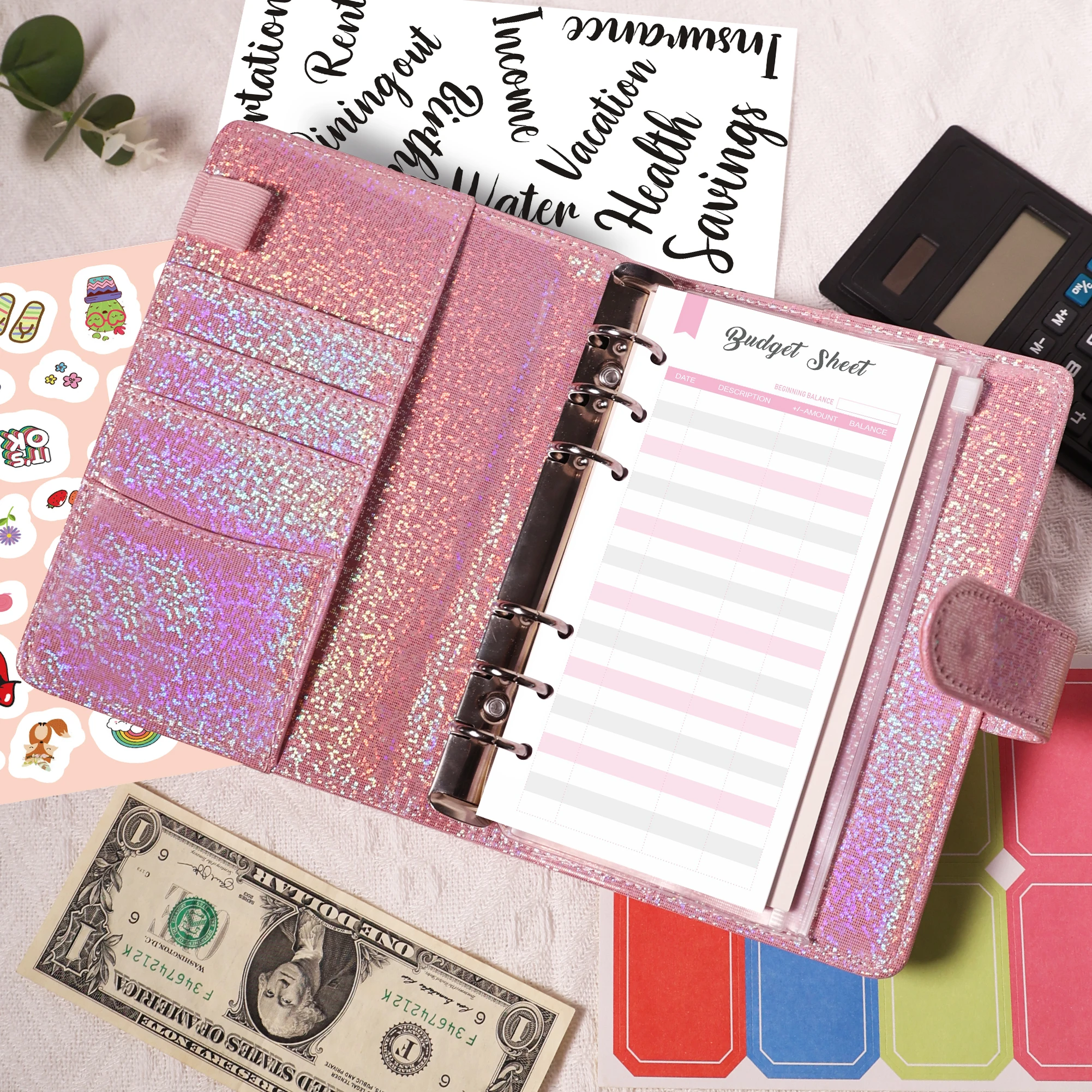 A6 Money Budget Planner Binder With Zipper Envelopes Cash Envelopes For Budgeting Money Organizer For Cash Budget Binde