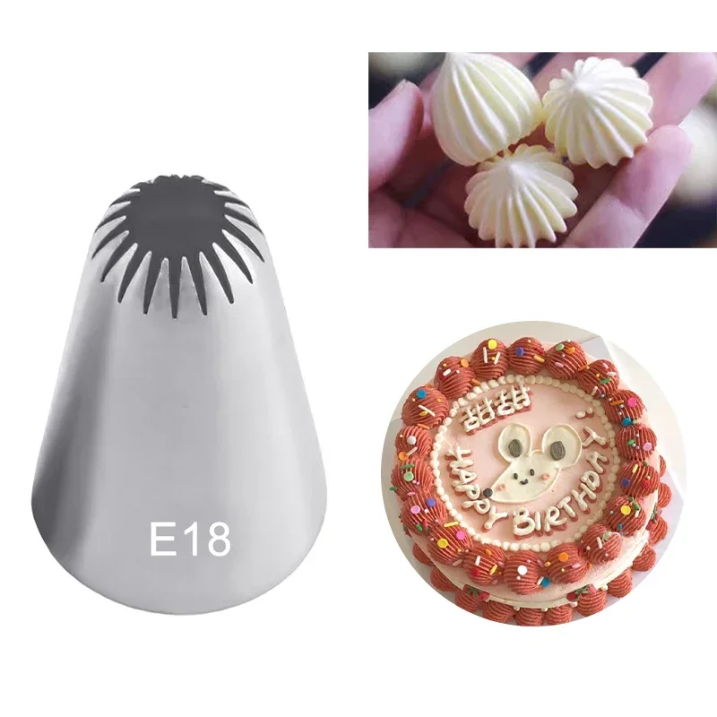 

#E18 Stainless Steel Cookies Pastry Nozzle Fondant Cake Decorating Nozzles Confectionery Icing Piping Tips Kitchen Baking Tool