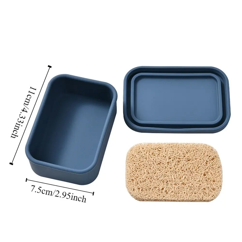 Multifunction Square Travel Soap Box with Lid Self Draining Drain Soap Dish High Quality Silicone Storage Box Bathroom Use