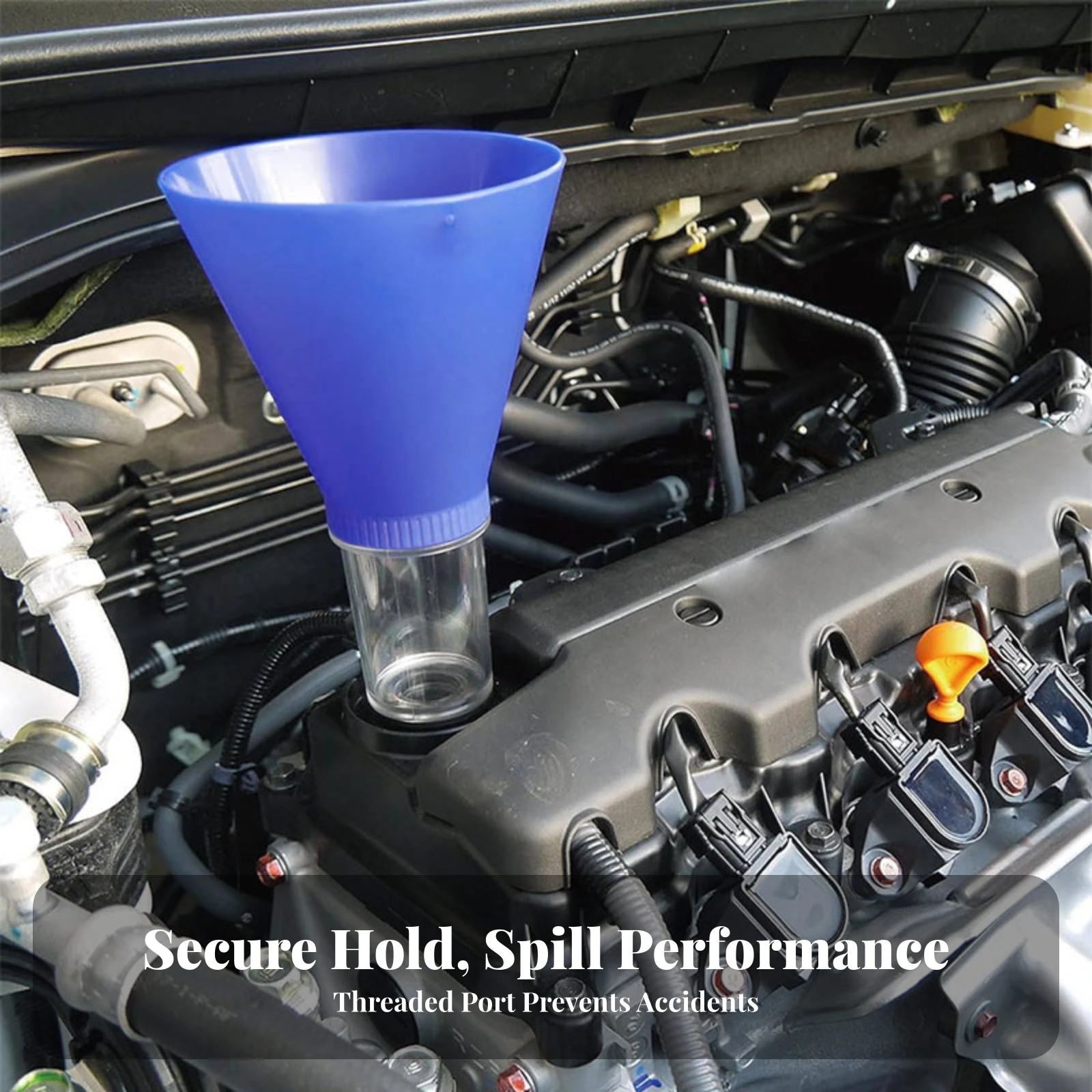 Oil Filling Funnel with Threaded Base Transparent Threaded Engine Oil Funnel Tool Large-Diameter Heavy-Duty for Mechanics