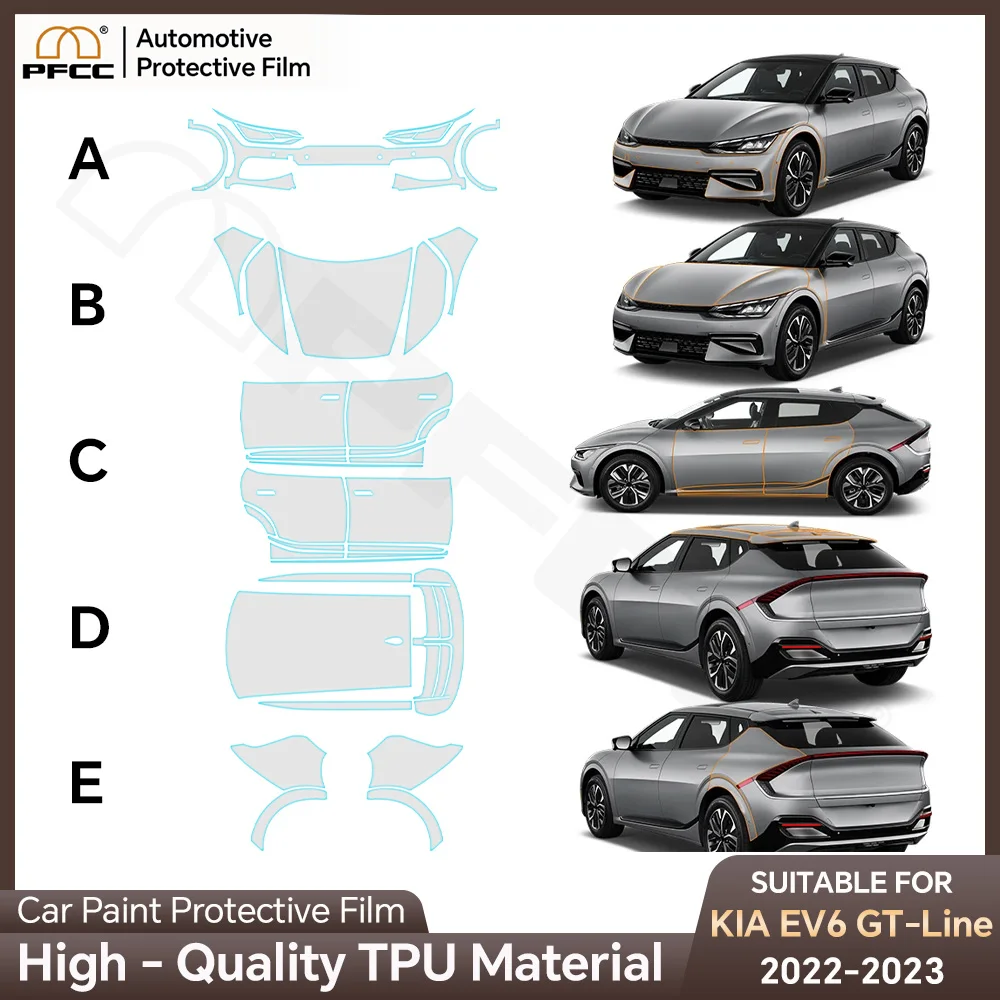 

TPU PPF for KIA EV6 GT-line 2022 2023 Pre Cut PPF Paint Protection Film Bra Kit TPU Clear Invisible Transparent 8.5mil Decal