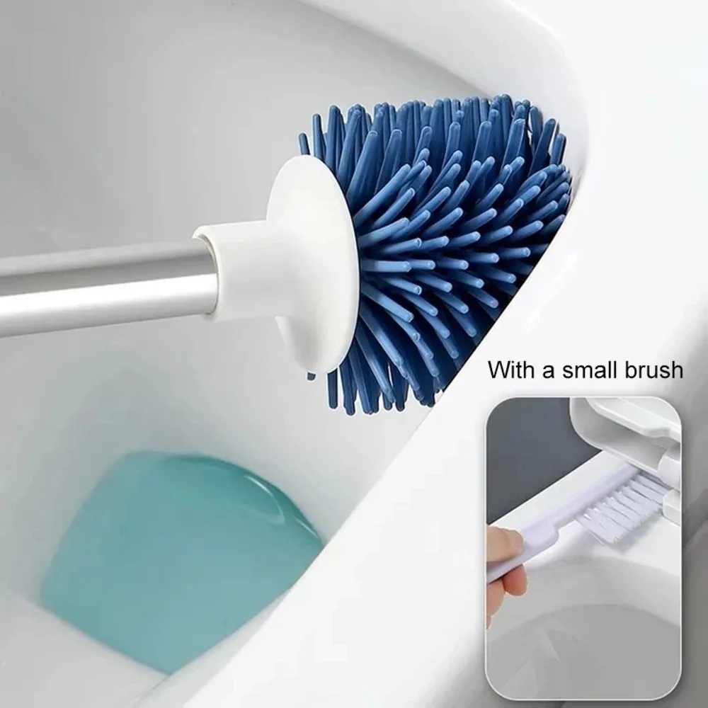 Toilet Brush Silicone Toilet Brush With Toilet Brush Holder Wall-mounted Long Hand Cleaning Brush WC Bathroom Accessories Set