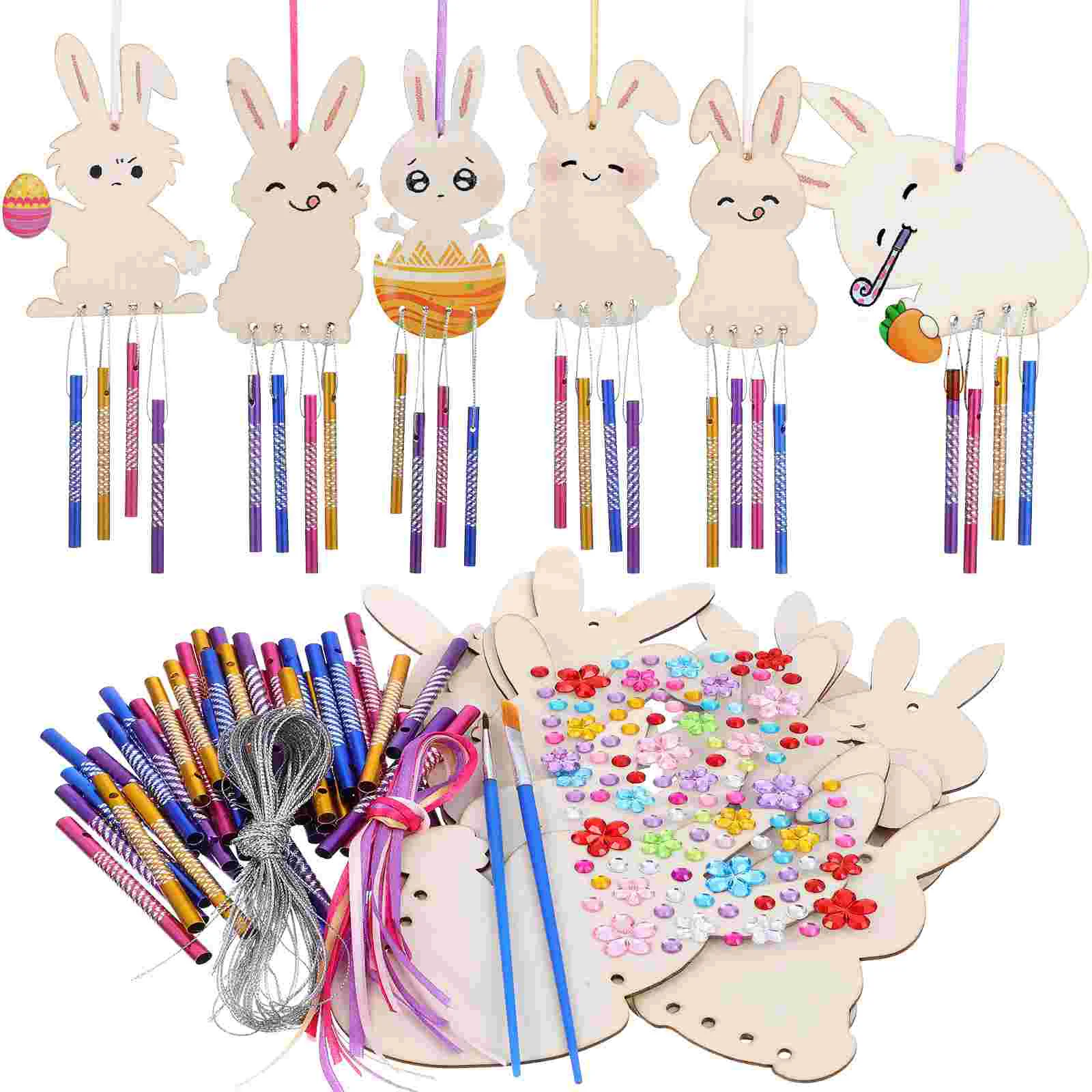 

Rabbit Wind Chime Musical Chimes Patio Hanging Easter Bunny Decor Tray Craft Kit Guinea Pig Toy Water Proof