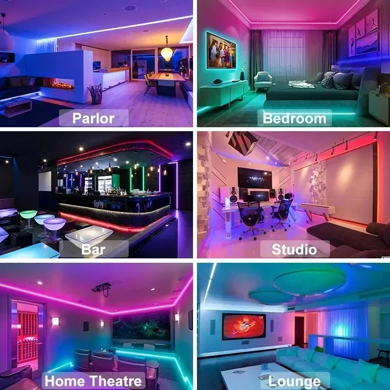 Imagem -06 - Rgb 5050 Led Strip Lights com Controle App Música Sync Mudança de Cor Fita Flexível Fita Diodo Lâmpada tv Backlights Decoração do Quarto