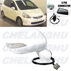 For Honda Fit /Jazz GD1/GD3 2005 2006 2007 2008 Right Side 5 Pins White Painted Power Adjust Turn Light Mirror Assembly