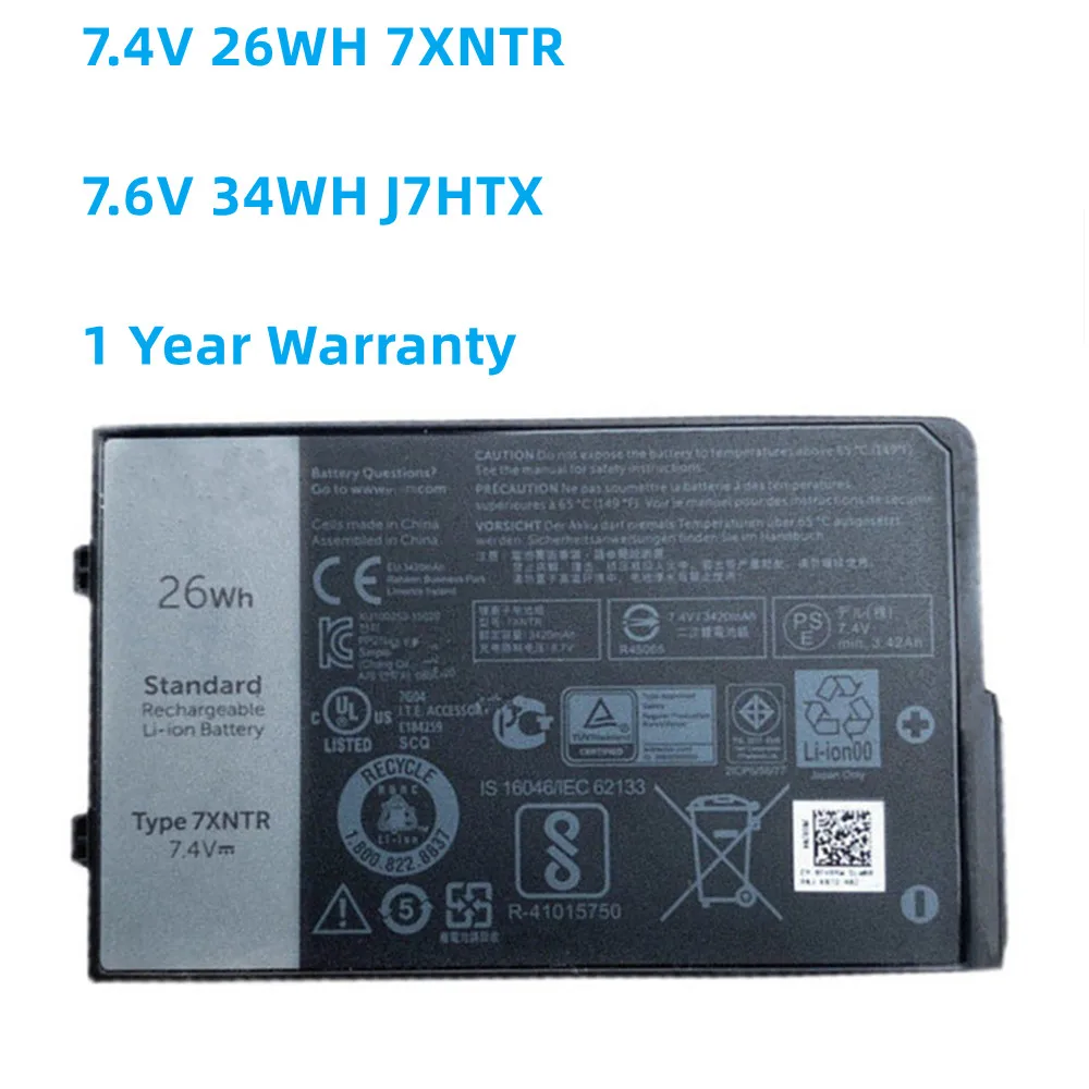 

7.4V 26WH 7XNTR 7.6V 34WH J7HTX 2JT70 Laptop Battery For Dell Latitude 12 7202 7212 7220 T03H001 T03H002 02JT70