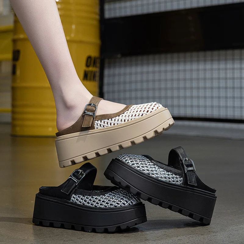 

Women's Breathable Thick Bottom Slip-On Sandals Open-Toe Fashionable Summer Shoes Hollow out Design Comfortable Platform