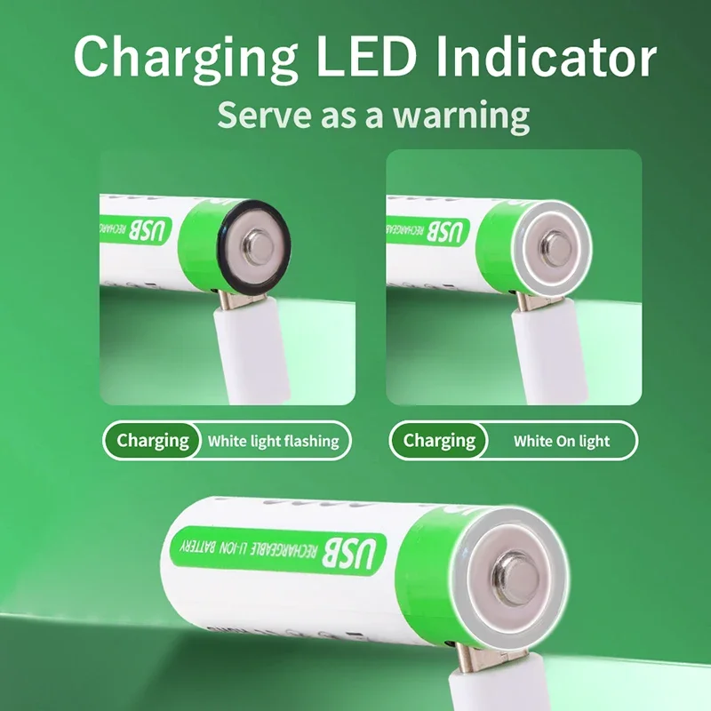 2024 New AA 1.5V Li-ion Battery 2700mAh USB Rechargeable Battery for Remote Control Mouse Electric Toy Battery + Type-C Cabl