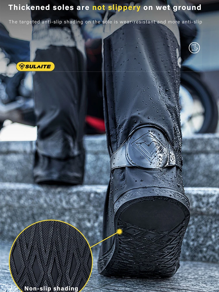 SULAITE Motorrad-Regenstiefel, wasserdichter Schuhüberzug, reflektierender Fahrradschuhschutz, wiederverwendbare Schutzausrüstung für Motorradfahrer