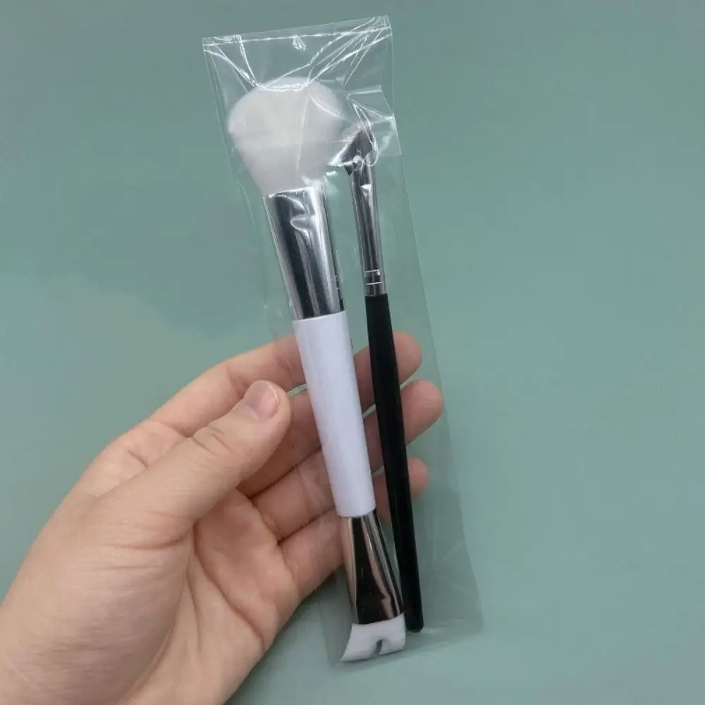 Zestaw 2 pędzli do konturowania nosa z podwójną końcówką, pędzel do cieni i pudru 2w1 z ukośną końcówką, miękki zestaw pędzli kosmetycznych w kształcie litery U dla studentów