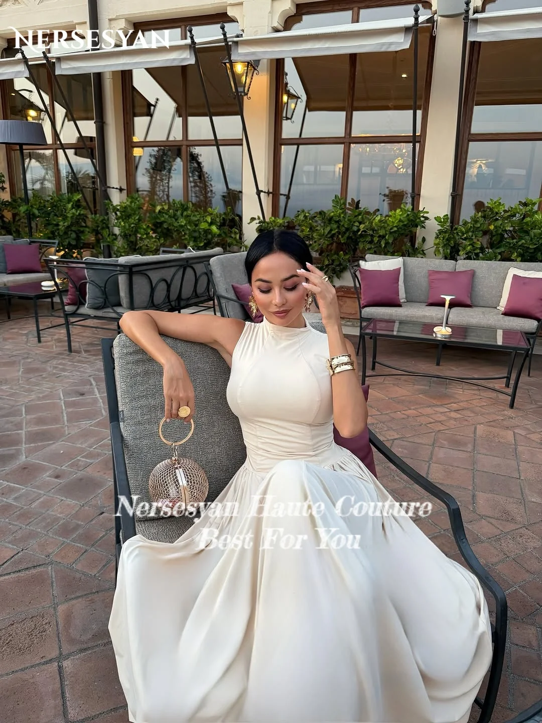 Nersesyan robes de bal élégantes en Satin élastique sans manches robe de soirée formelle femmes robes de soirée abito cerimonia donna personnalisé