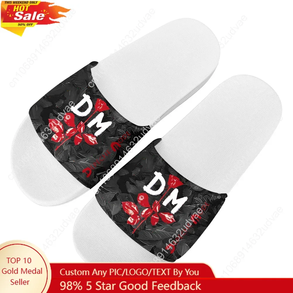 

Depeche Mode on Me Slippers Man Woman Boy Girl Tailor Made Slides Sandals Photo Text Customized Bath Shoes Water Shoe White