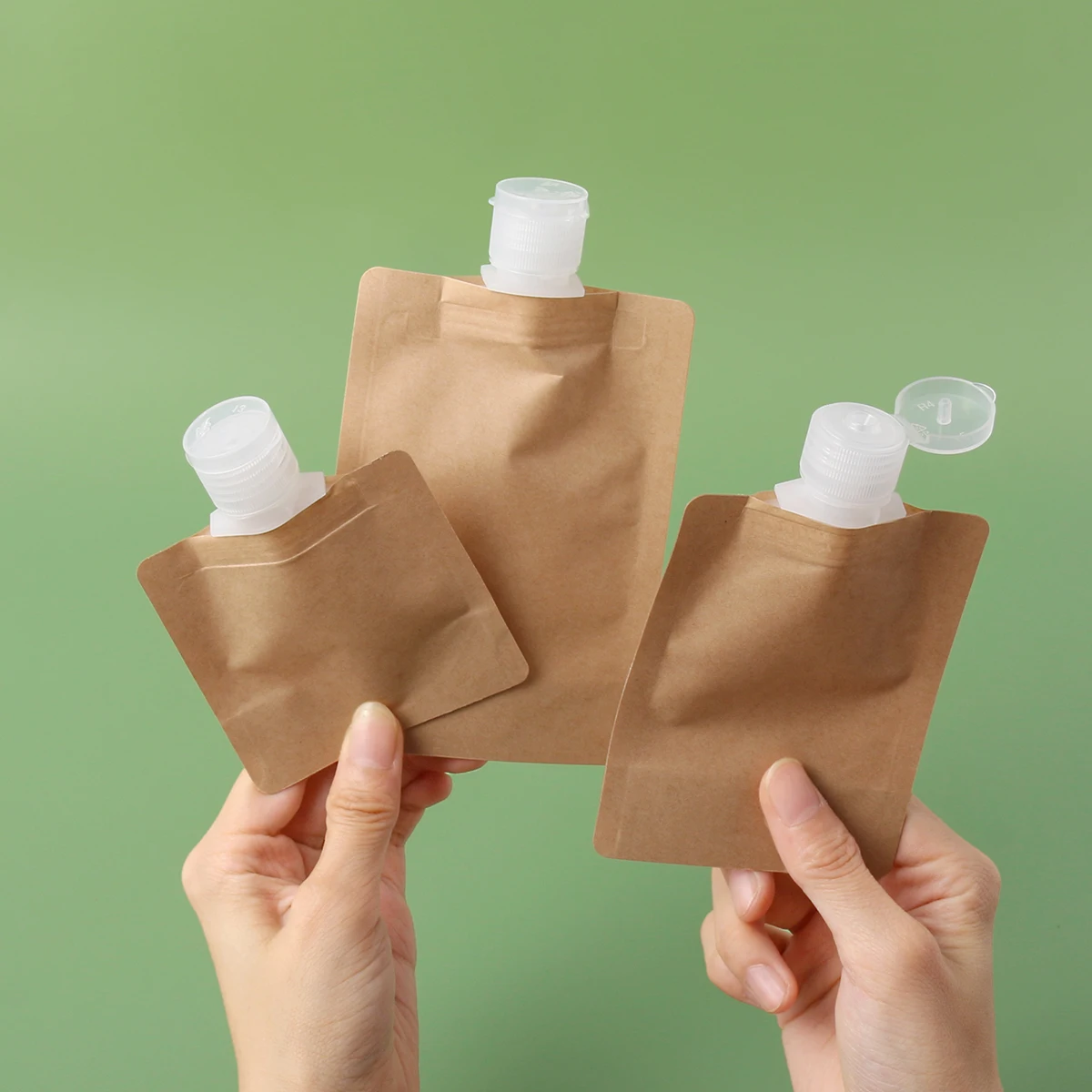 3pcs 30/50/100ml Liquid Clamshell Self-supporting Suction Nozzle Travel Kraft Paper And Separate Bags Clear Makeup Bags