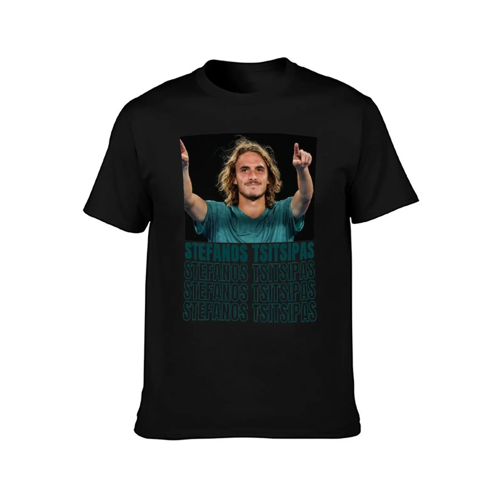 stefanos tsitsipas T-Shirt, Summer Casual Cotton Tee, Oversized Streetwear Tops, Vintage Graphic Print, Loose Fit Short Sleeve
