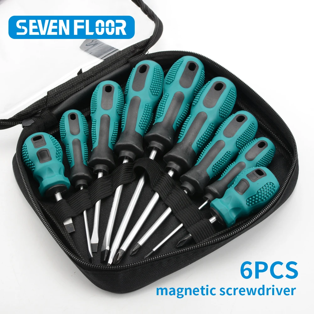 9/6Pcs Magnetic Screwdriver Set Heavy Duty Manual Cross Head Screwdriver Metric Flat Head Screwdriver for Electronics Furniture