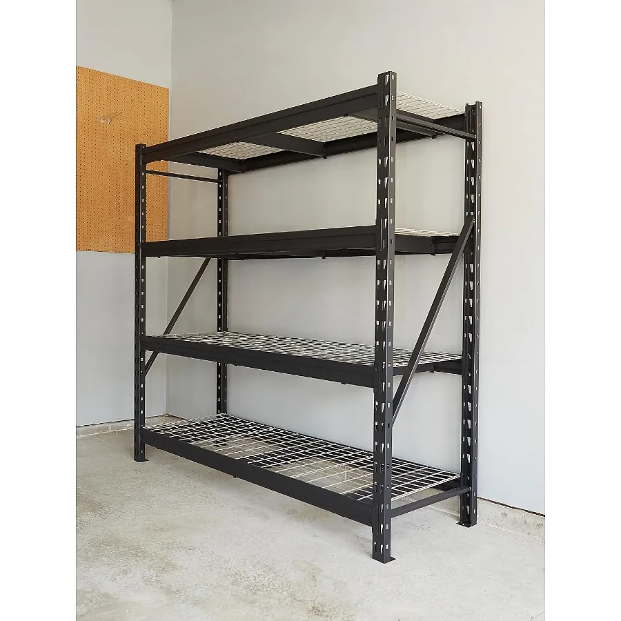 4-Tier Industrial Steel Shelving Unit, 8,000-Pound Load Capacity, Garage Storage Rack, 77' W X 24' D X 72' H