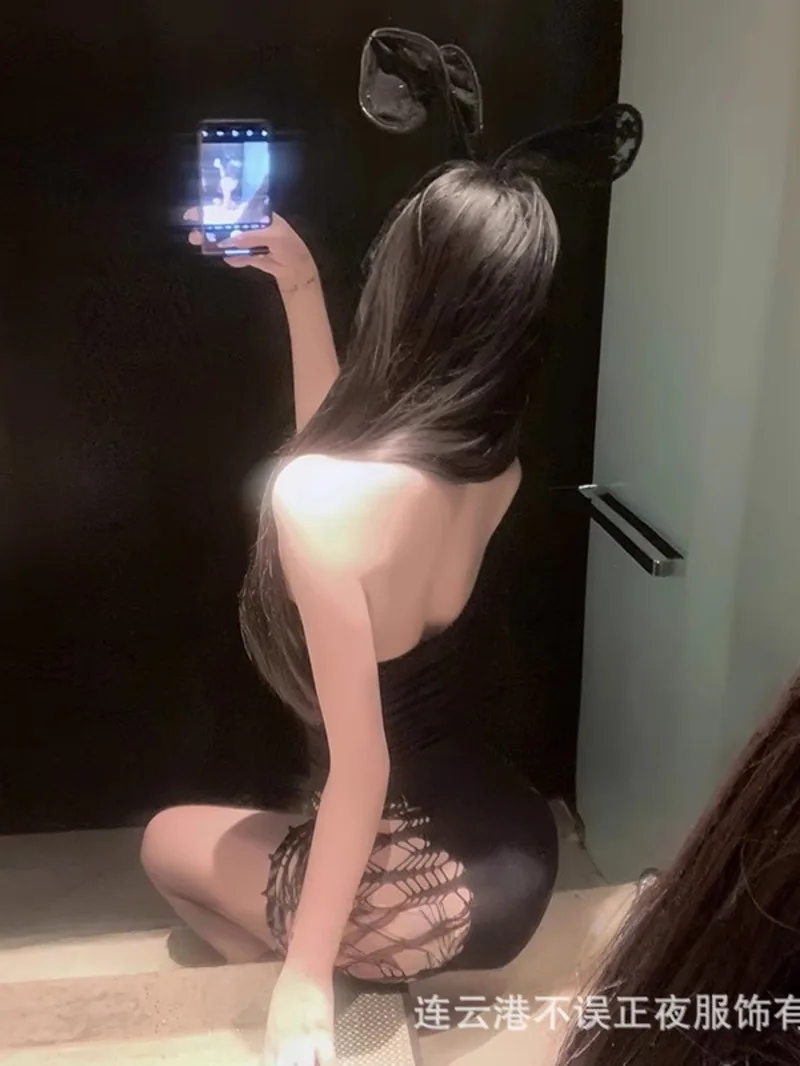 Sexy Hip Hugging Tank Mini Dress Thin Mesh Lace Sheer Pure Desire Hollow Mesh Uniform Couple Sleeping Clothes Dress Elegant PD5Y