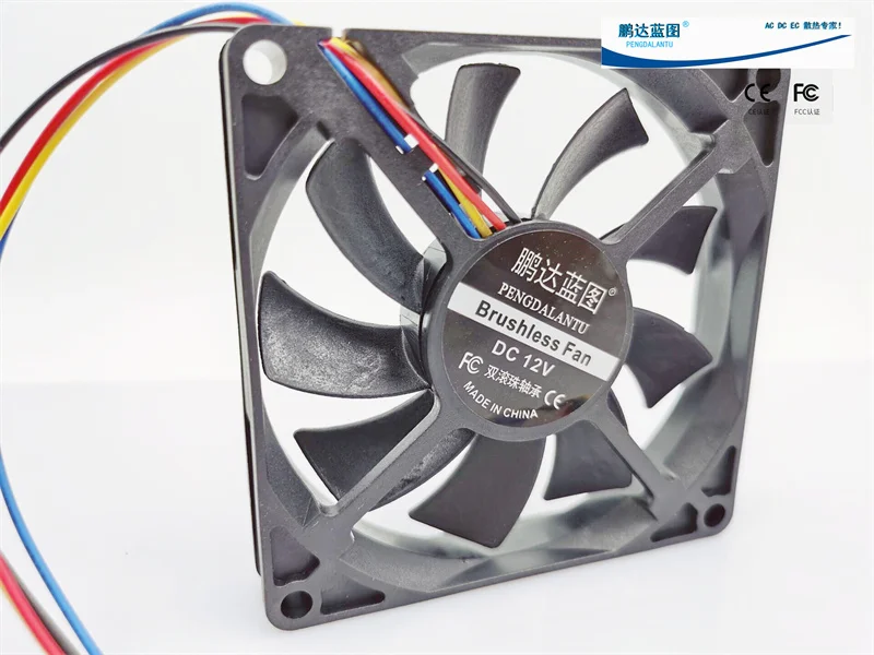 Pengda Blueprint 8015 8CM Dual Ball Bearing 12V 5V PWM Temperature Control Four Wire Chassis CPU Cooling 80*80*15MM