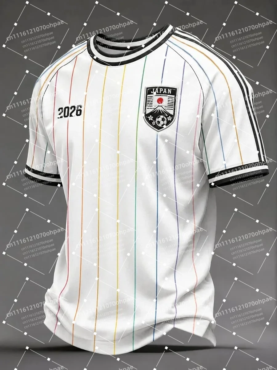2026 Men Print Soccer Jersey Japan Short Sleeve T Shirt Crest Graphic Breathable Sports Fan Casual Football Tee Football Jersey