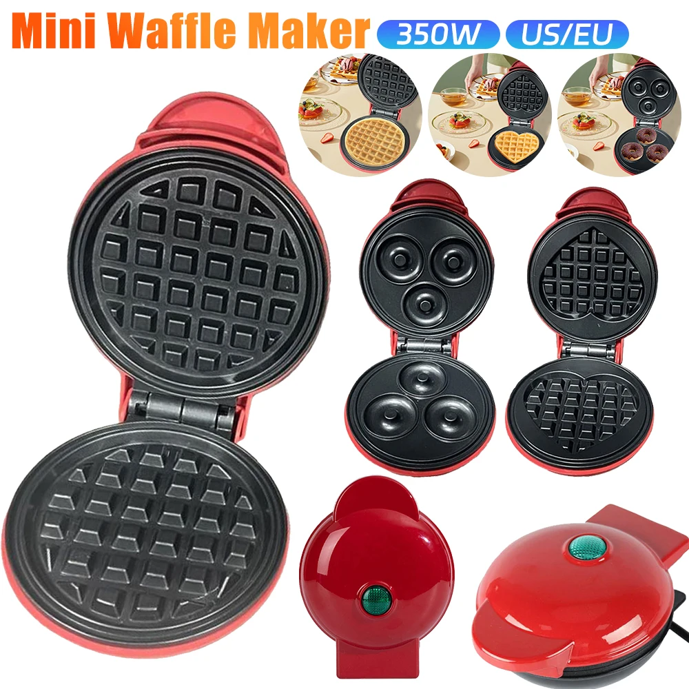 Mini Waffle Maker Nonstick Electric Breakfast Maker Quick Heat-Up Household Breakfast Electric Baking Pan for Kids and Families