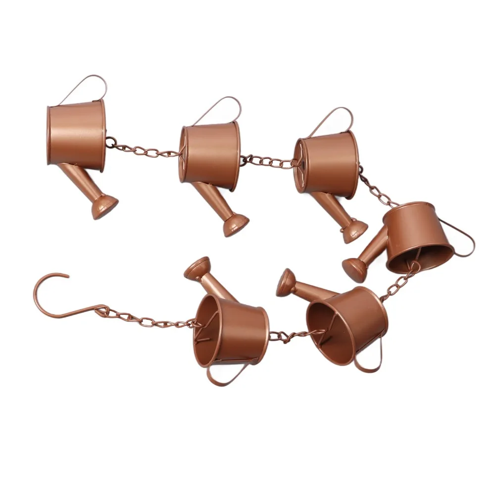 Stable Kettle Shape Rain Chain Iron 6 Cups Gutter Chain Metal Rain Catcher Chain Eaves