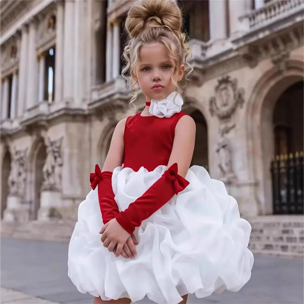 

KLFLGD Light luxury and elegant girls' high-end dress fashionable and fashionable catwalk princess dress flower girl wedding