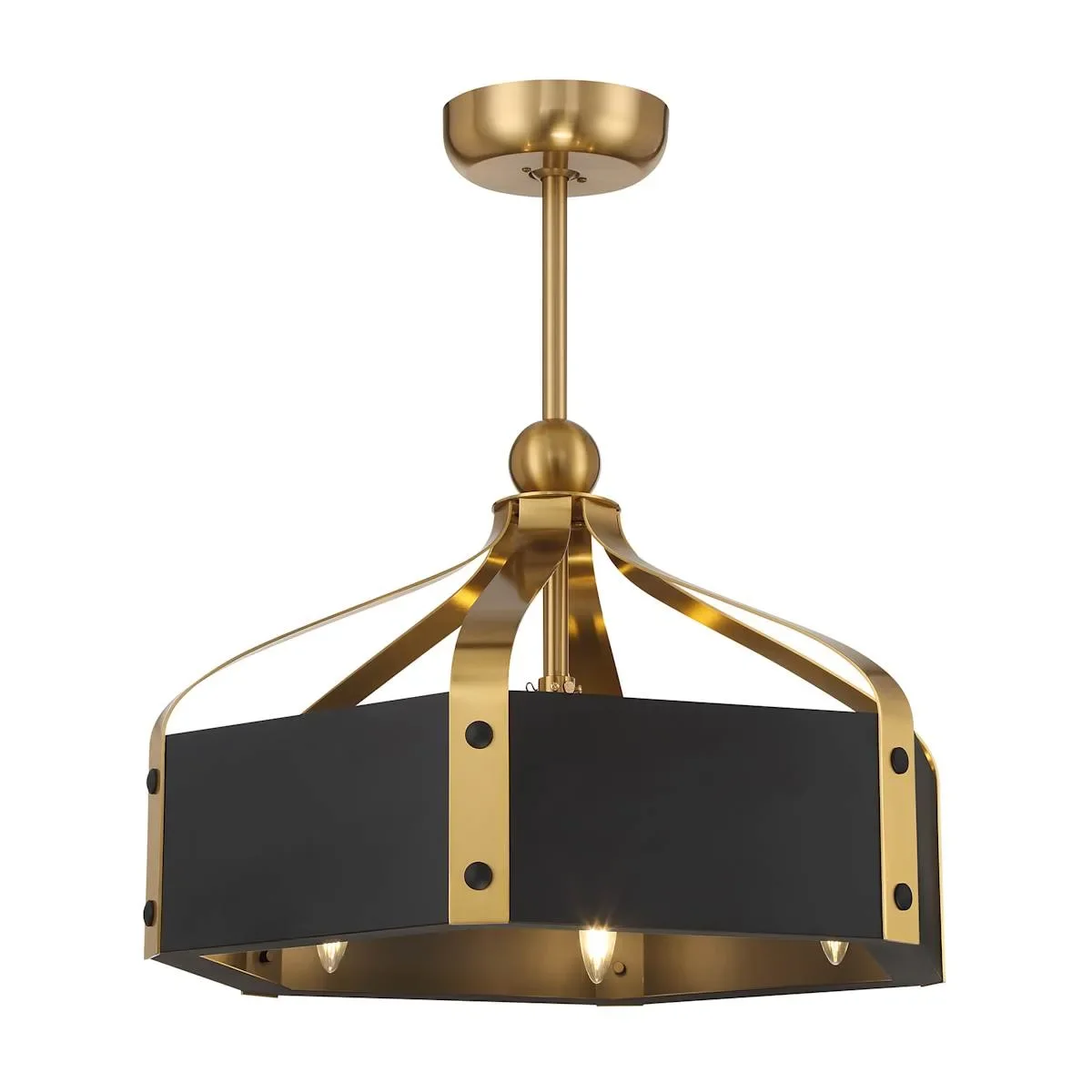 Minimalist Home Use Remote Control Chandelier Living Room Bedroom Art Black Fan Steel Blade Ceiling Fan With Light