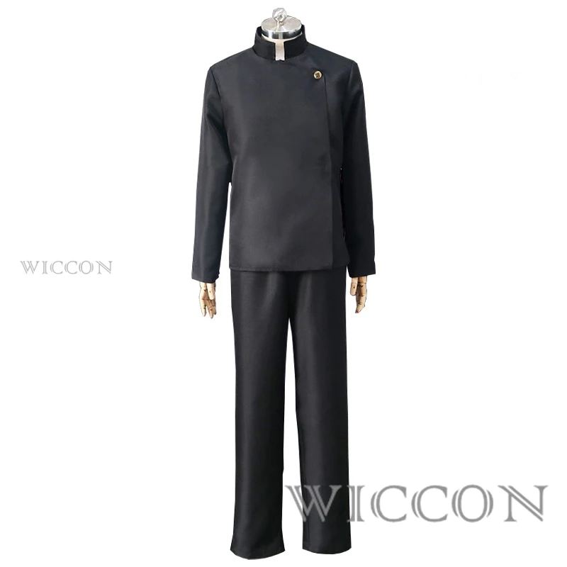 Costume de Cosplay Gojo de l'École Jujutsu Satoru pour Homme Adulte, Uniforme de Lycée avec Lunettes, Perruque Trempée, pour Halloween