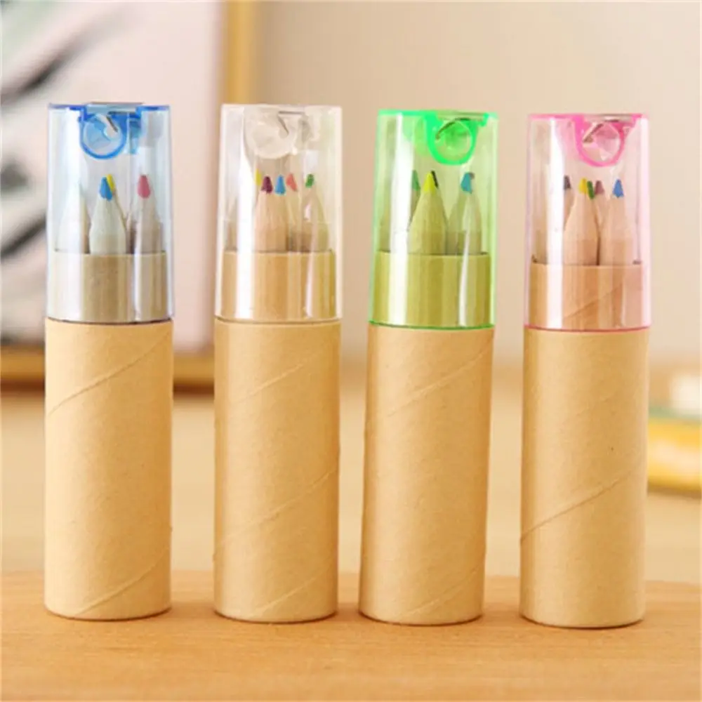 편지지 미술 도구 Kawaii 드로잉 아트 어린이 배럴 컬러 연필 연필 크레용 12 색 연필 학생 연필