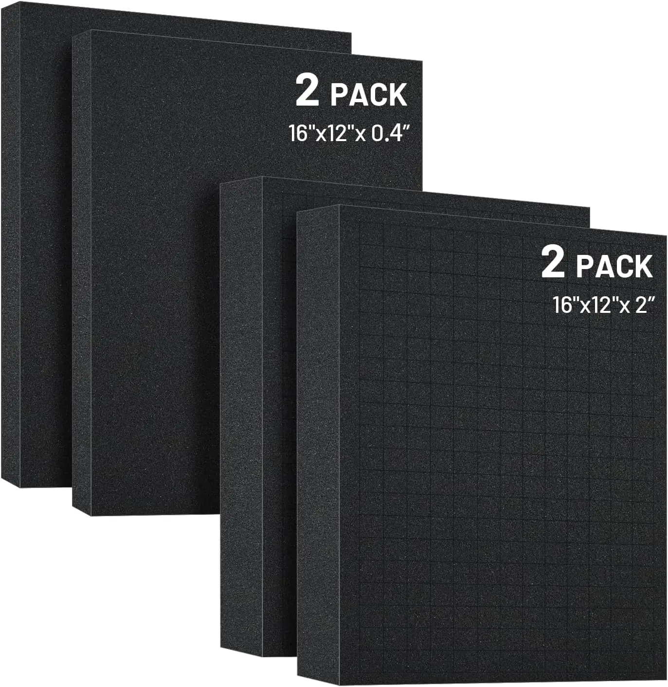 

Pick and Pluck Foam Kit 4PCS (2PCS 16x12x2" + 2PCS 16x12x0.4") - Modular Protective Layer for Tool Drawers, Cases & Organizers