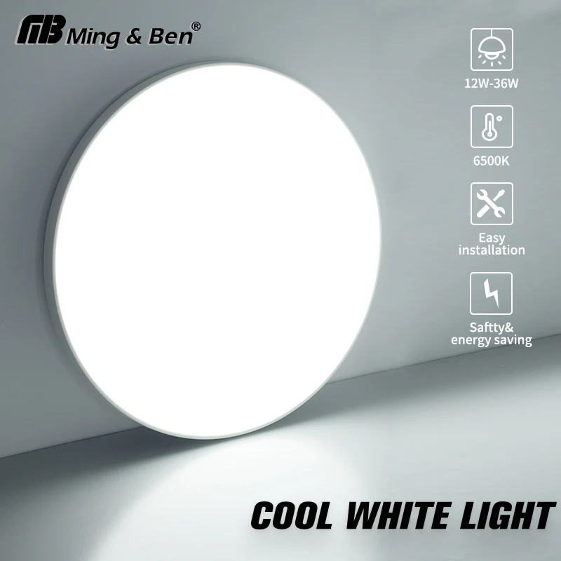 

Современный светодиодный потолочный светильник 6500K холодный белый для столовой, спальни, домашнего офиса, светильник 12 Вт/20 Вт/36 Вт AC220V, домашний потолочный светильник