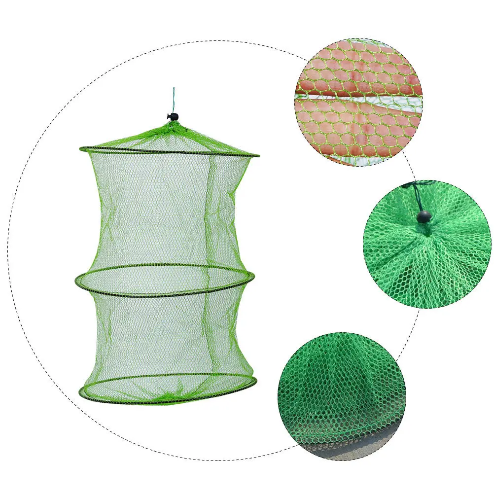 

5pcs Fishing Keep Net Foldable Fish Trap Cage Portable Mesh Cage For Fishermen Durable Quick-Drying Fishing Supplies For Storing