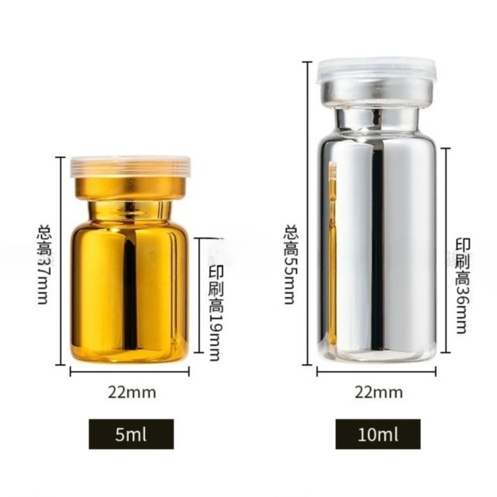 50 Stück 5ml 10ml Glasfläschchen Sterile Ampullen Leere Laborfläschchen mit Selbstheilendem Injektionsport und Abklappbarem Aluminiumverschluss – Detail 1