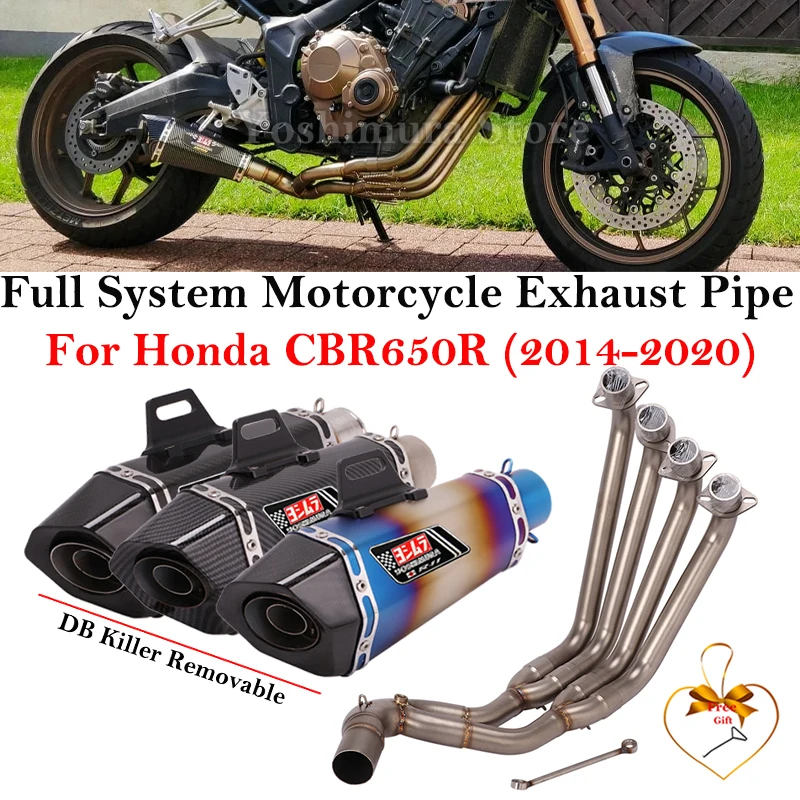 

Full System For Honda CBR650R CBR650F CB650R CB650F Motorcycle Full Exhaust Modify Front Link Pipe And Carbon Muffler DB Killer